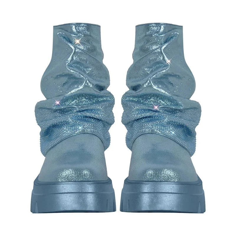 EM Fold Over Rhinestone Trim Boots - ShopEbonyMonique