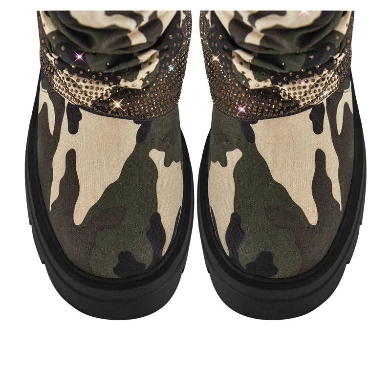 EM Fold Over Rhinestone Trim Boots - ShopEbonyMonique