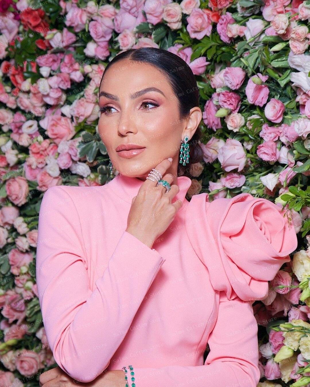 EM High Neck Long Sleeve Satin Dress - ShopEbonyMonique