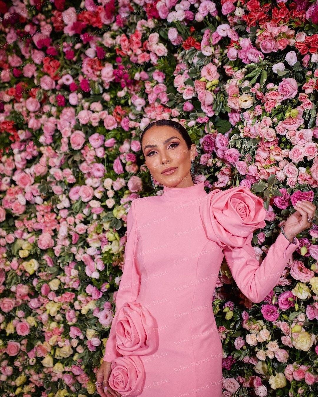 EM High Neck Long Sleeve Satin Dress - ShopEbonyMonique