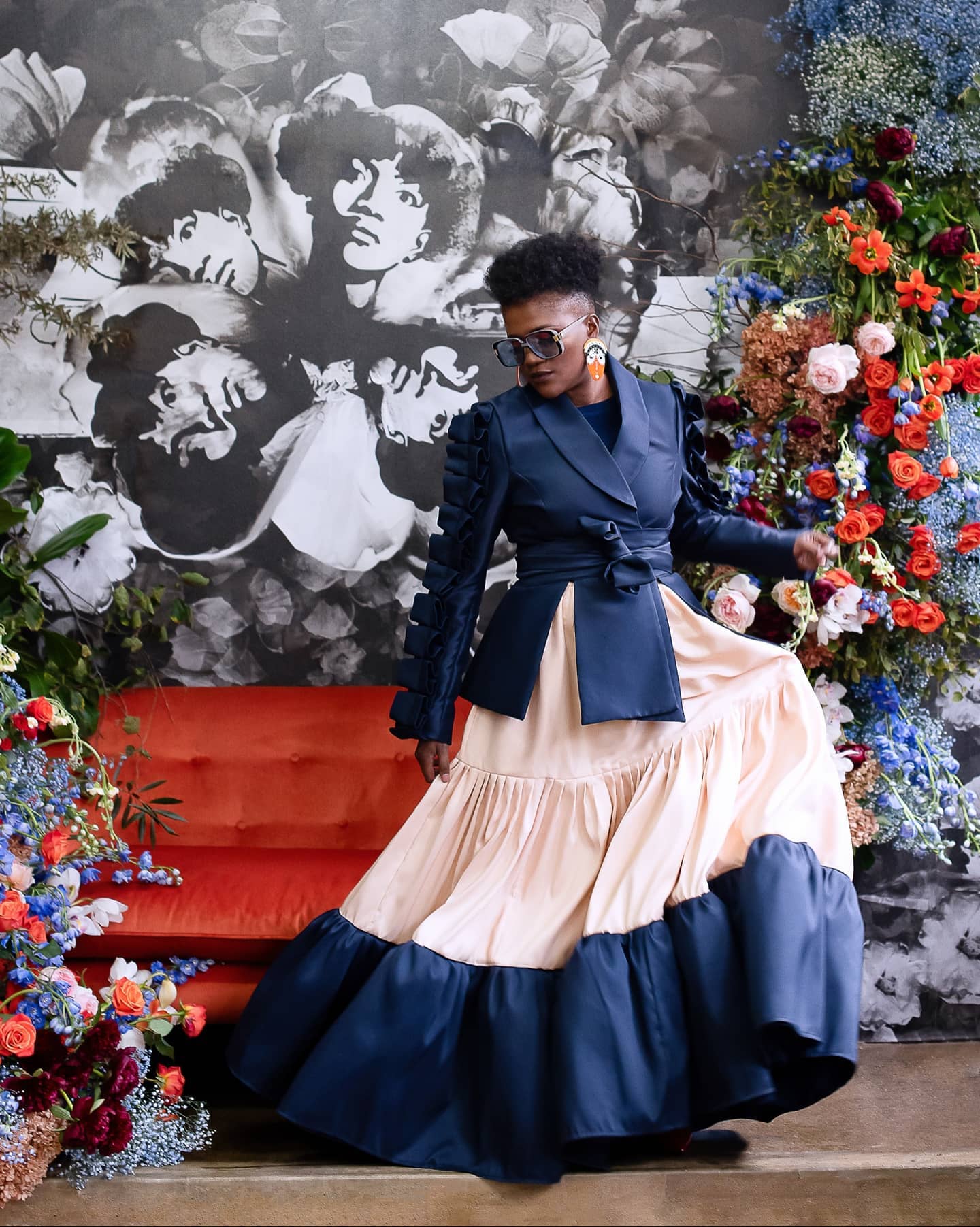 EM Mix Color A-line Long Satin Skirt - ShopEbonyMonique