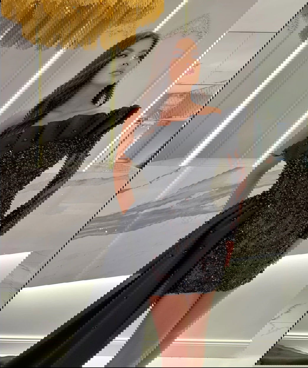 EM Pearls One Shoulder Mini Cocktail Dress - ShopEbonyMonique