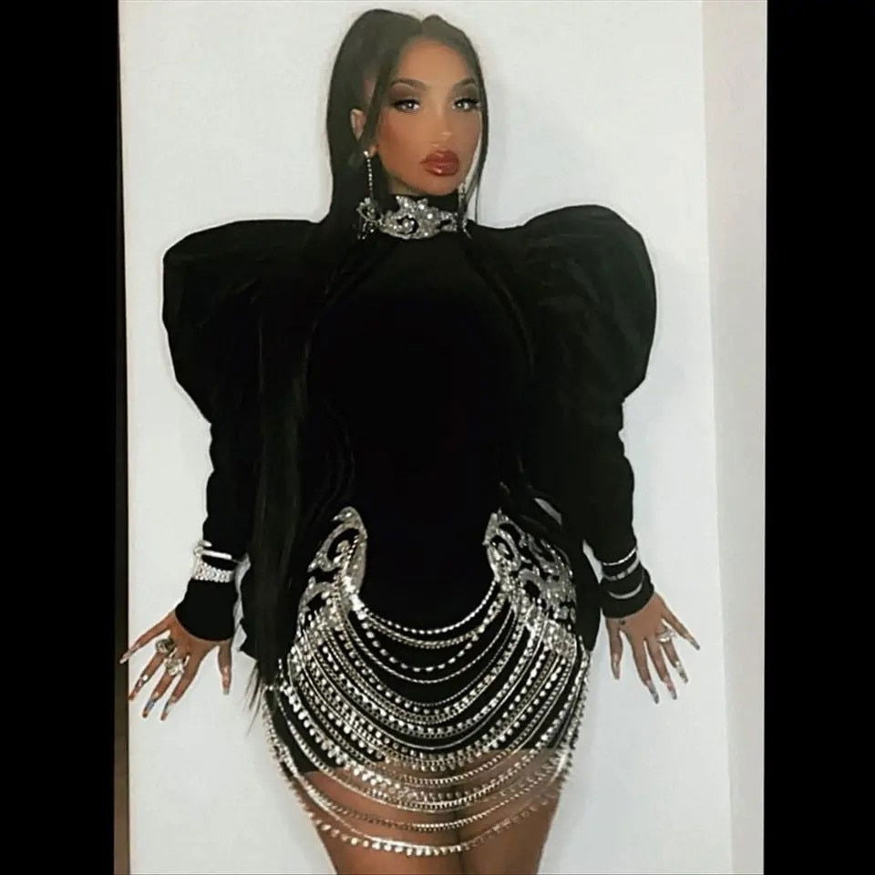 EM Turtleneck Crystal Short Dress - ShopEbonyMonique