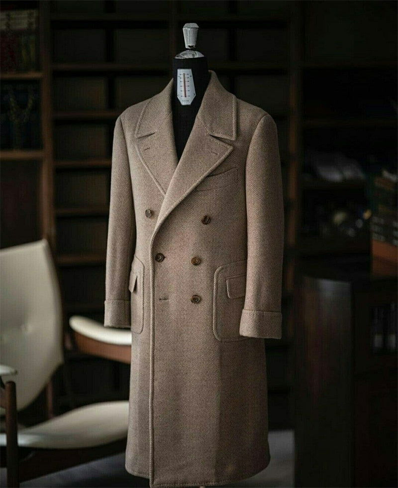EM Woolen Herringbone Overcoat - ShopEbonyMonique