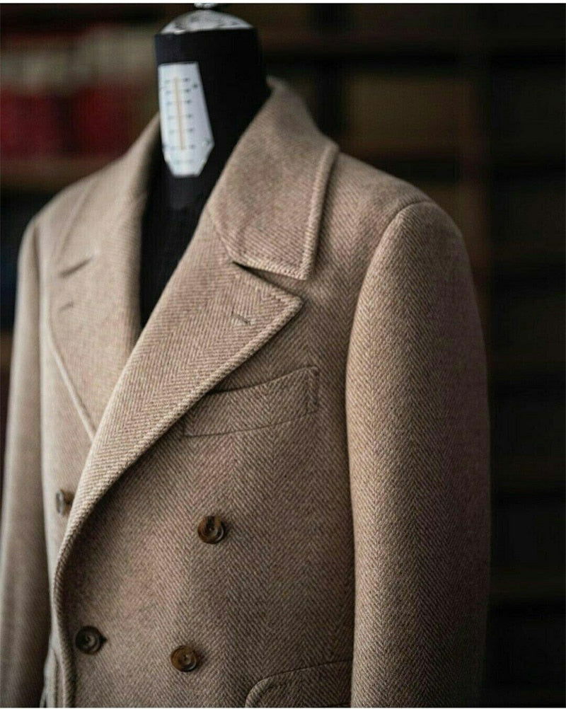 EM Woolen Herringbone Overcoat - ShopEbonyMonique