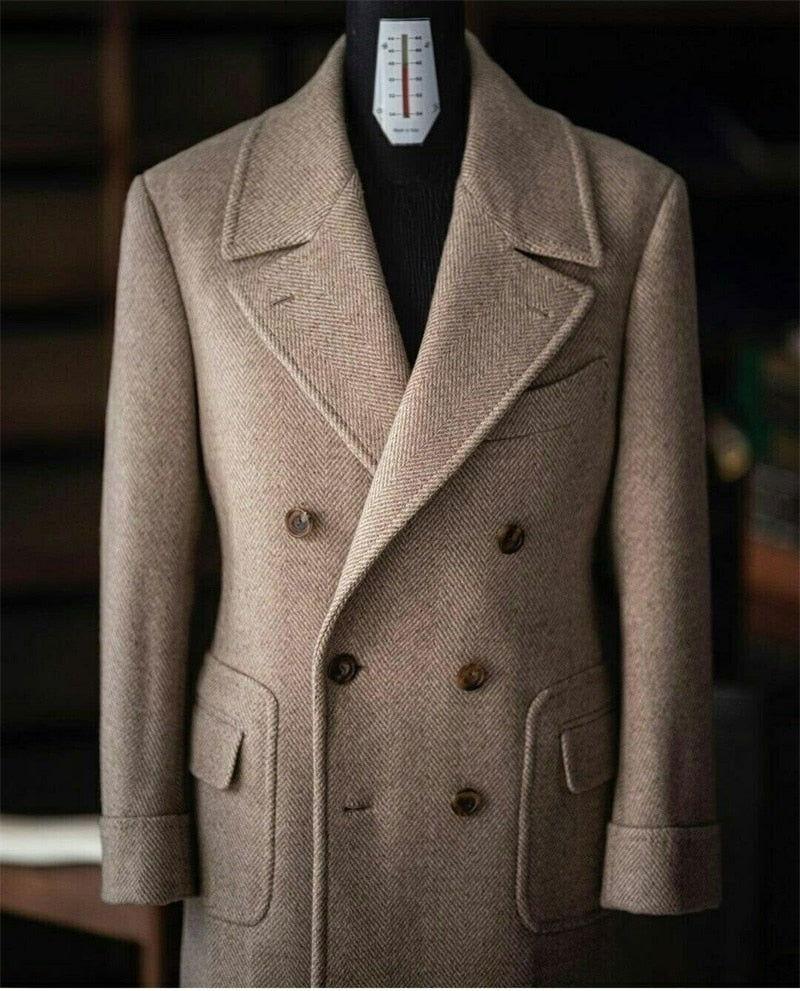 EM Woolen Herringbone Overcoat - ShopEbonyMonique