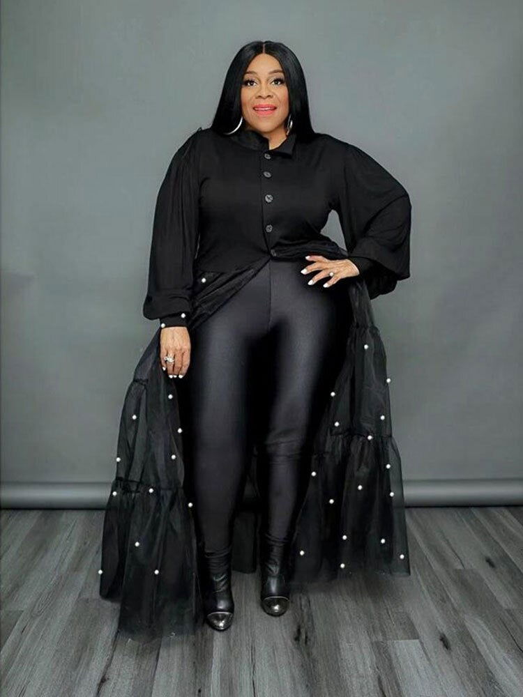 Elegant Mesh Dress with Pearls - ShopEbonyMonique