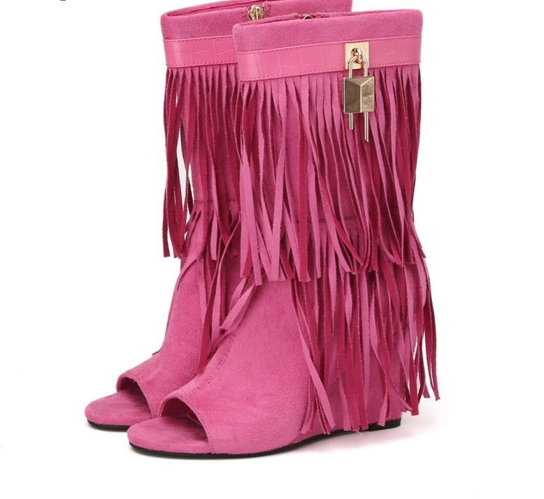 FRINGE Wedge High Heel - ShopEbonyMonique