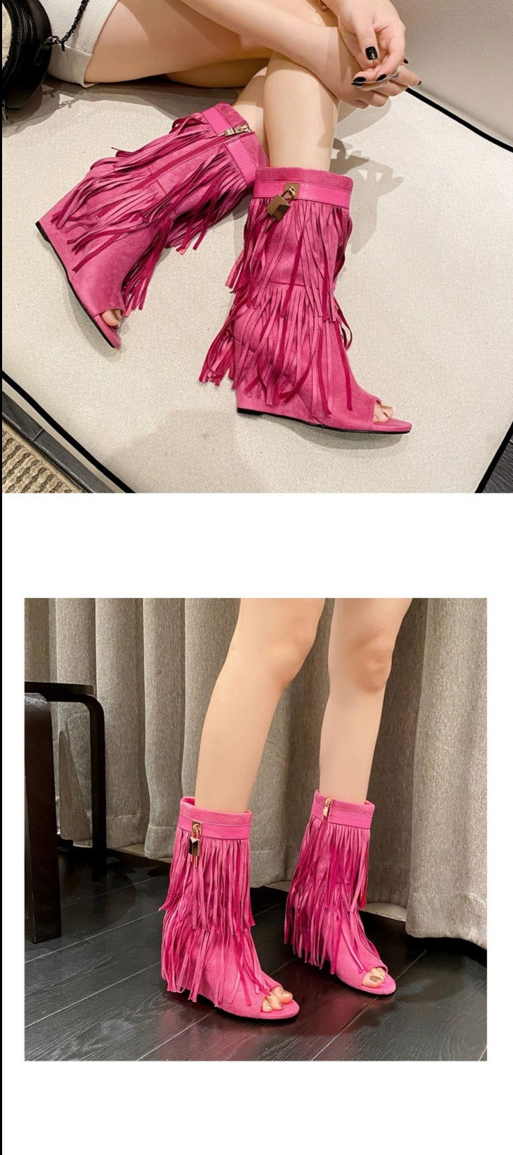 FRINGE Wedge High Heel - ShopEbonyMonique
