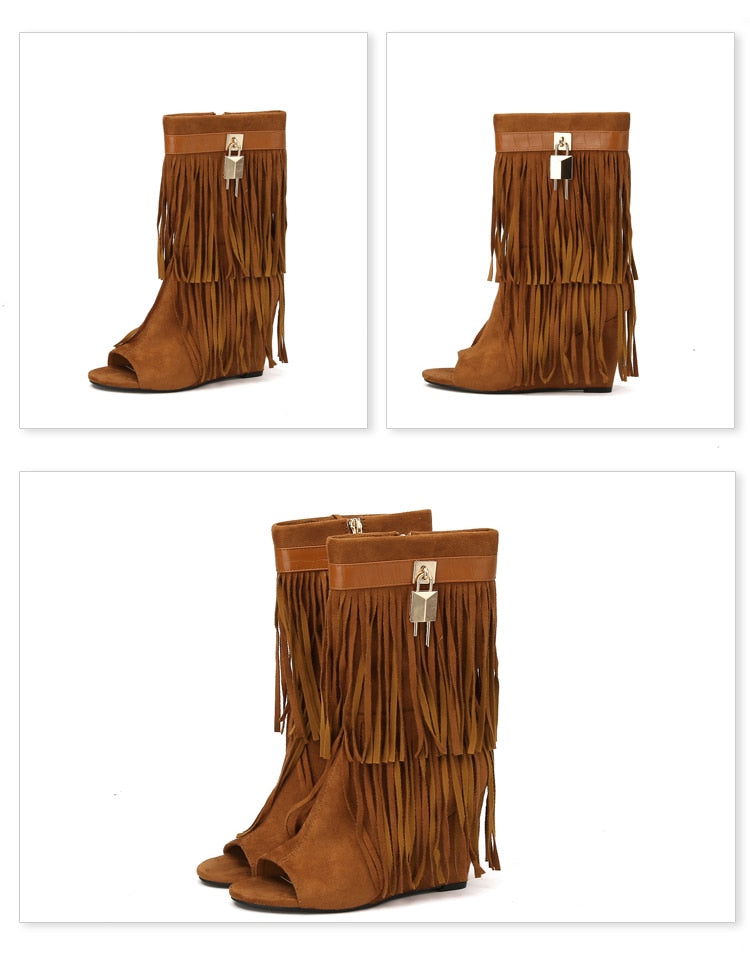 FRINGE Wedge High Heel - ShopEbonyMonique