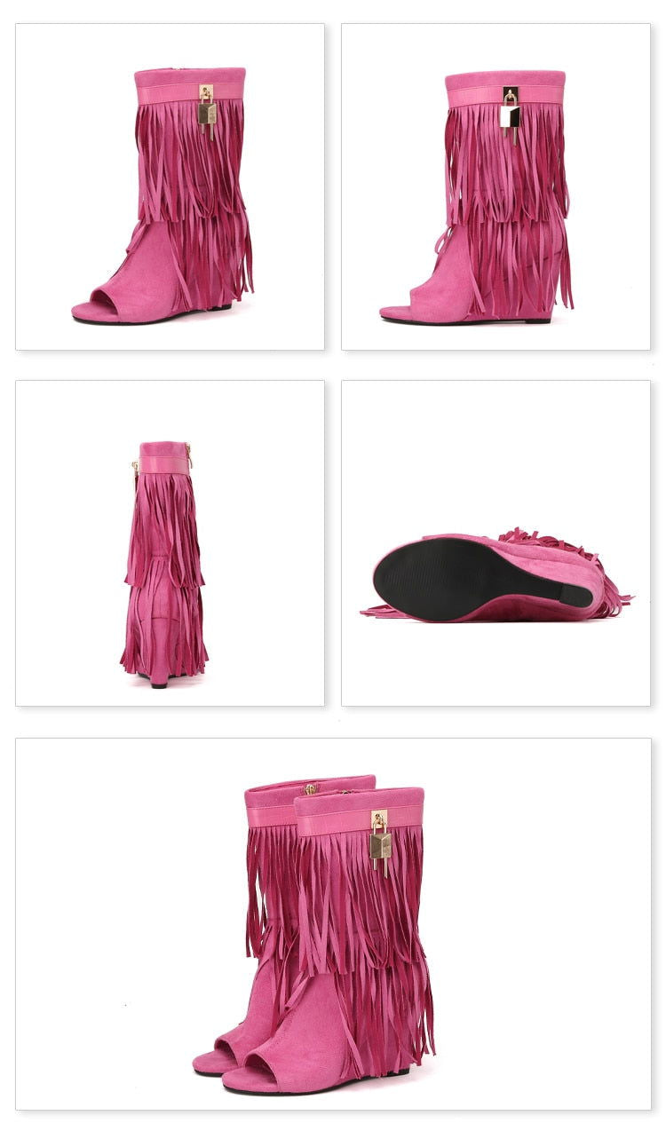 FRINGE Wedge High Heel - ShopEbonyMonique