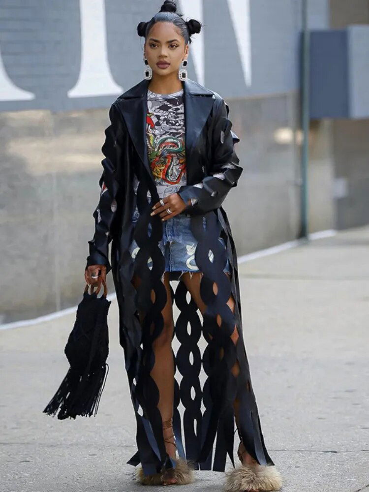 Faux Leather Trench Coat - ShopEbonyMonique