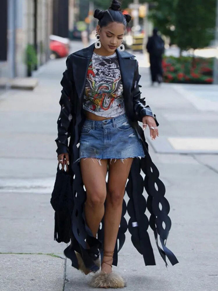 Faux Leather Trench Coat - ShopEbonyMonique