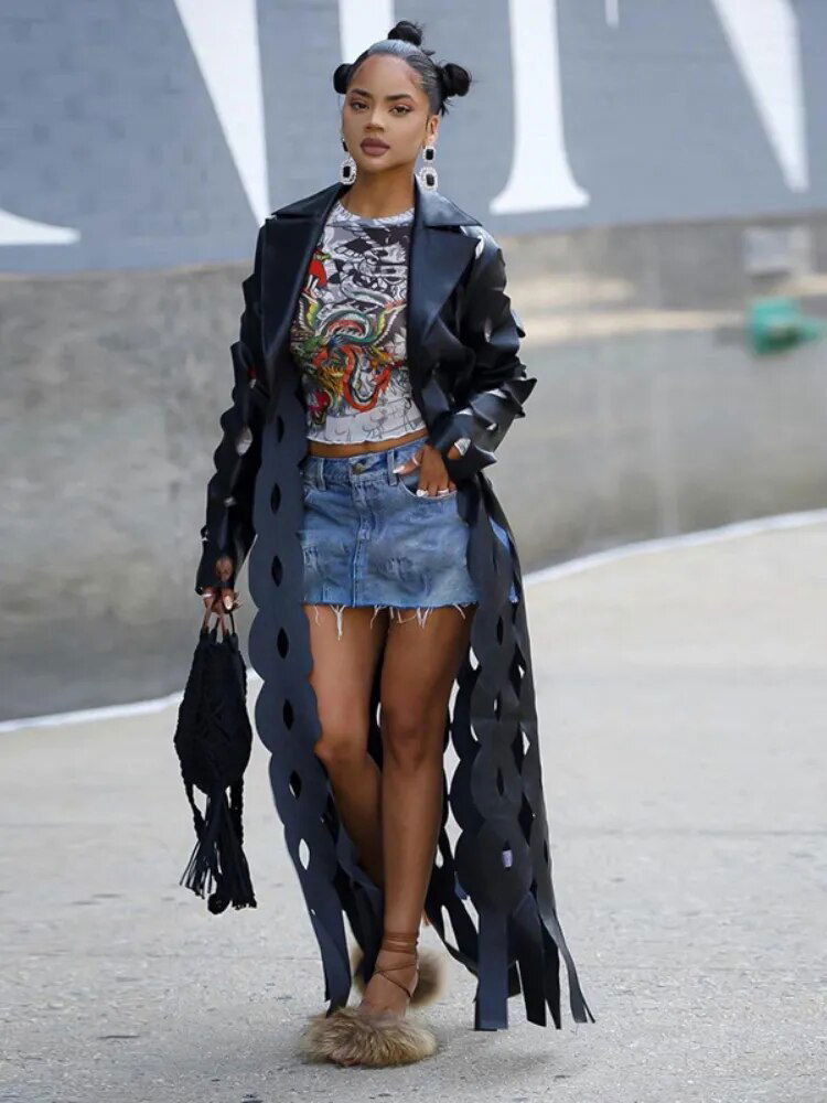 Faux Leather Trench Coat - ShopEbonyMonique