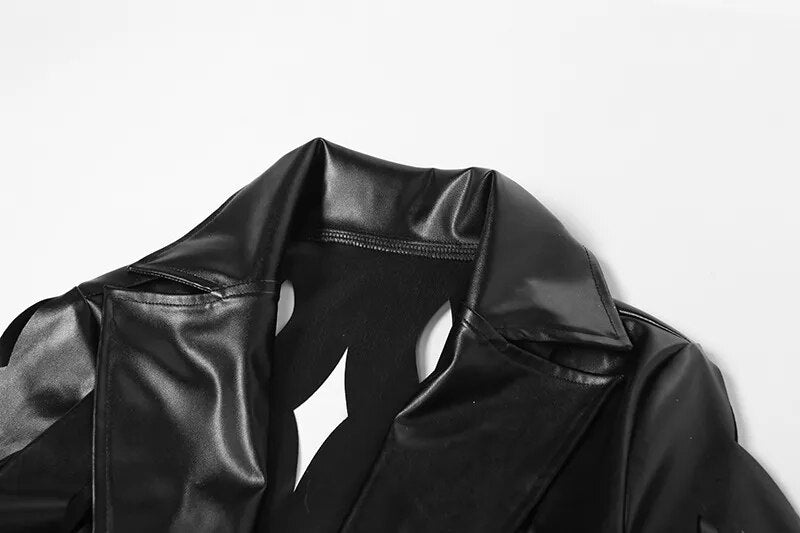 Faux Leather Trench Coat - ShopEbonyMonique