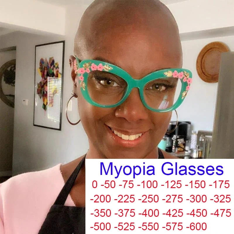 Flower Cat Eye Oversized Eyeglasses - ShopEbonyMonique