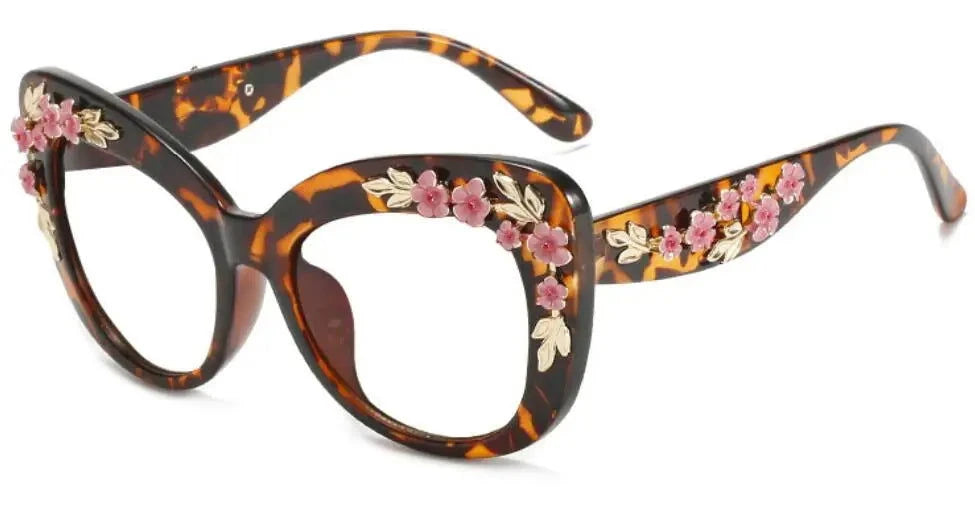 Flower Cat Eye Oversized Eyeglasses - ShopEbonyMonique