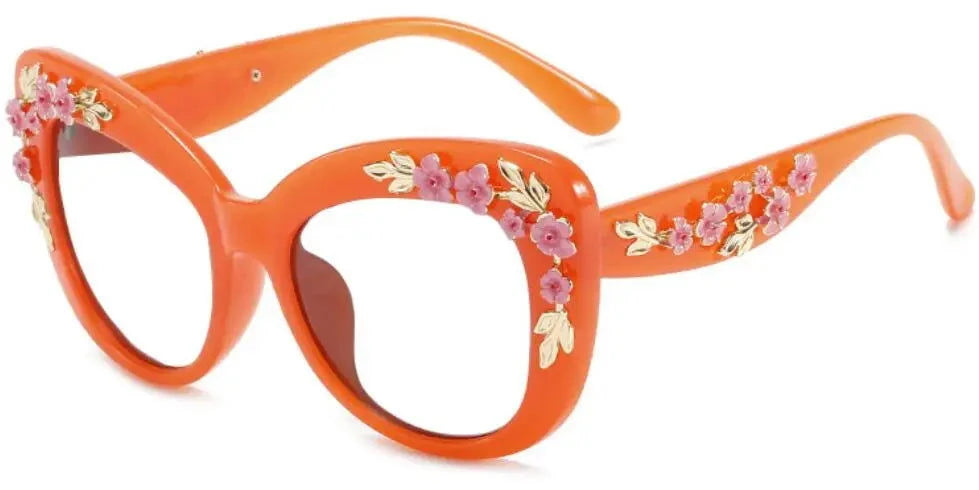 Flower Cat Eye Oversized Eyeglasses - ShopEbonyMonique