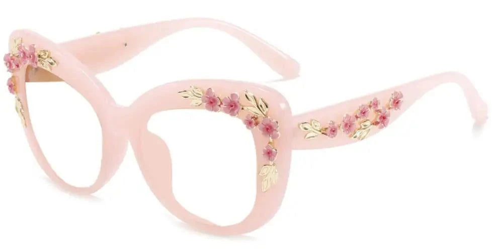 Flower Cat Eye Oversized Eyeglasses - ShopEbonyMonique