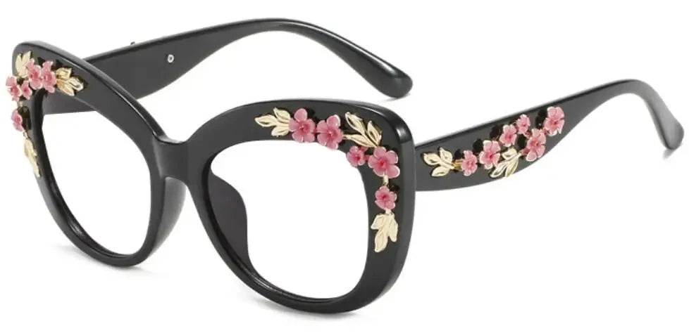 Flower Cat Eye Oversized Eyeglasses - ShopEbonyMonique