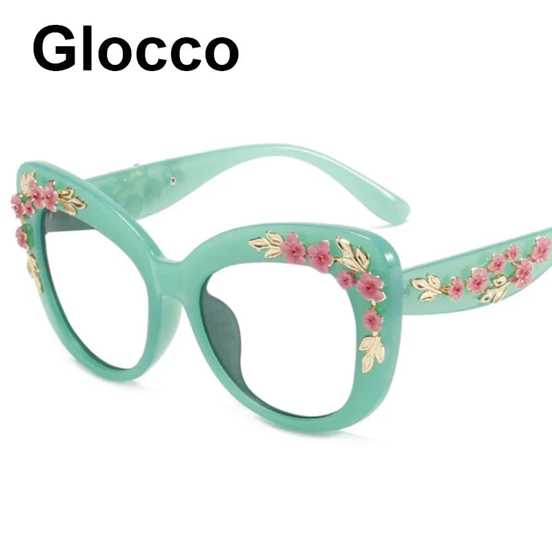Flower Cat Eye Oversized Eyeglasses - ShopEbonyMonique