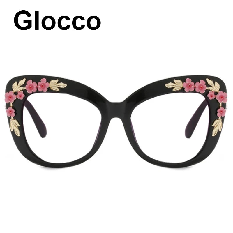 Flower Cat Eye Oversized Eyeglasses - ShopEbonyMonique