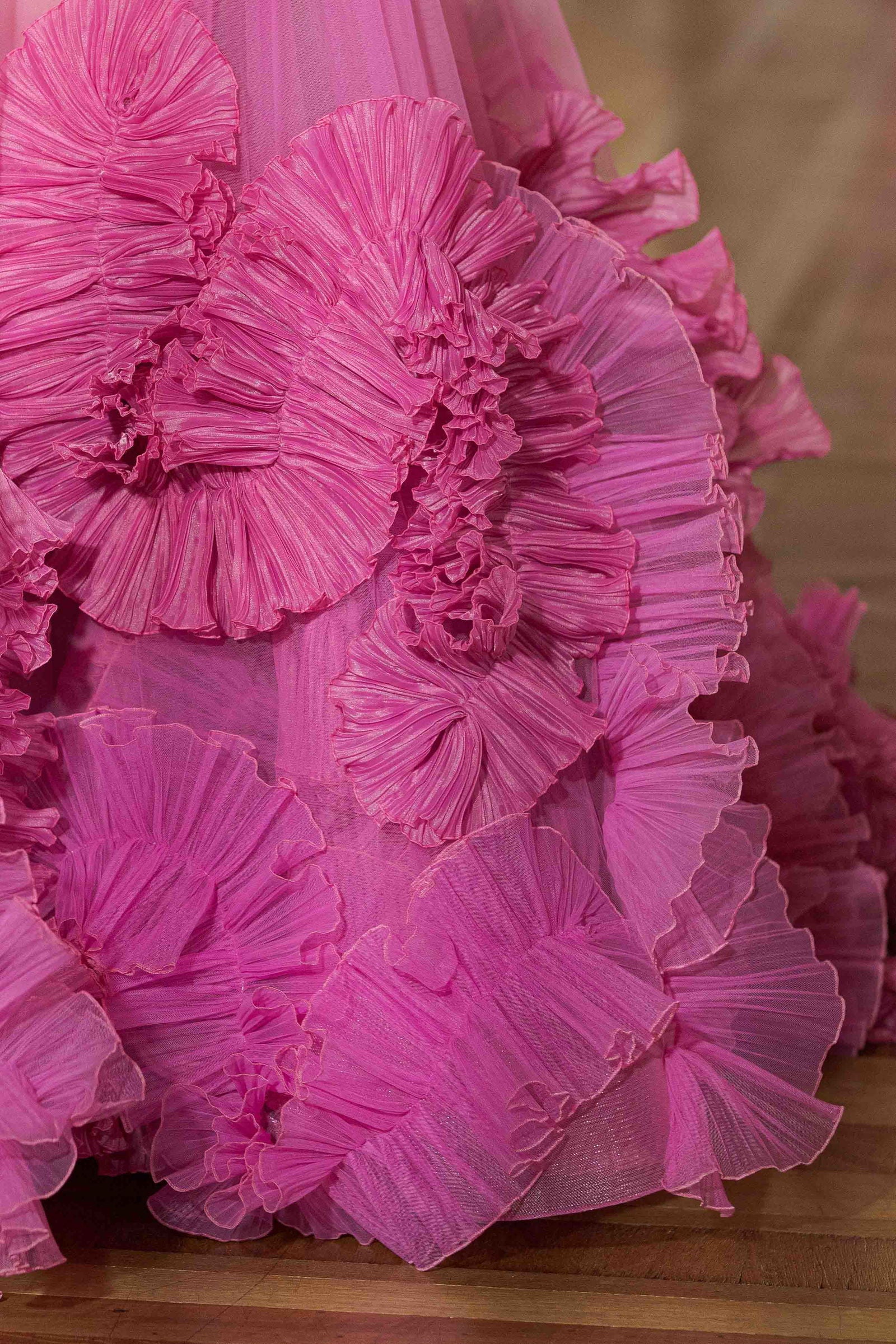 Flower Ruched Tulle Long Gowns - ShopEbonyMonique