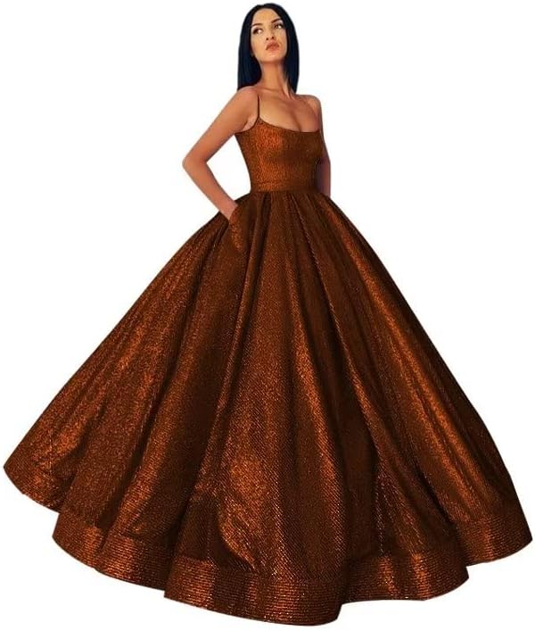 Glitter Satin Ball Gown with Pockets - ShopEbonyMonique