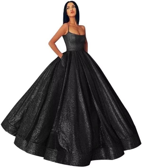 Glitter Satin Ball Gown with Pockets - ShopEbonyMonique