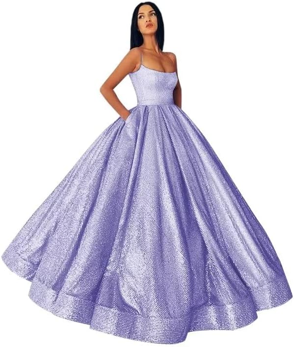Glitter Satin Ball Gown with Pockets - ShopEbonyMonique
