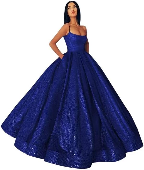 Glitter Satin Ball Gown with Pockets - ShopEbonyMonique