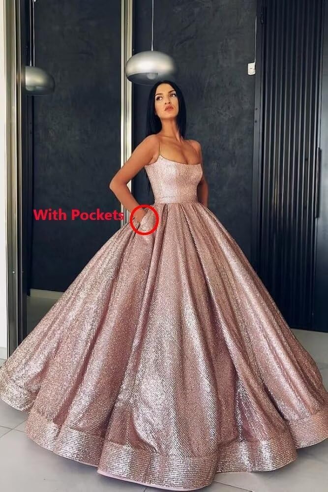 Glitter Satin Ball Gown with Pockets - ShopEbonyMonique