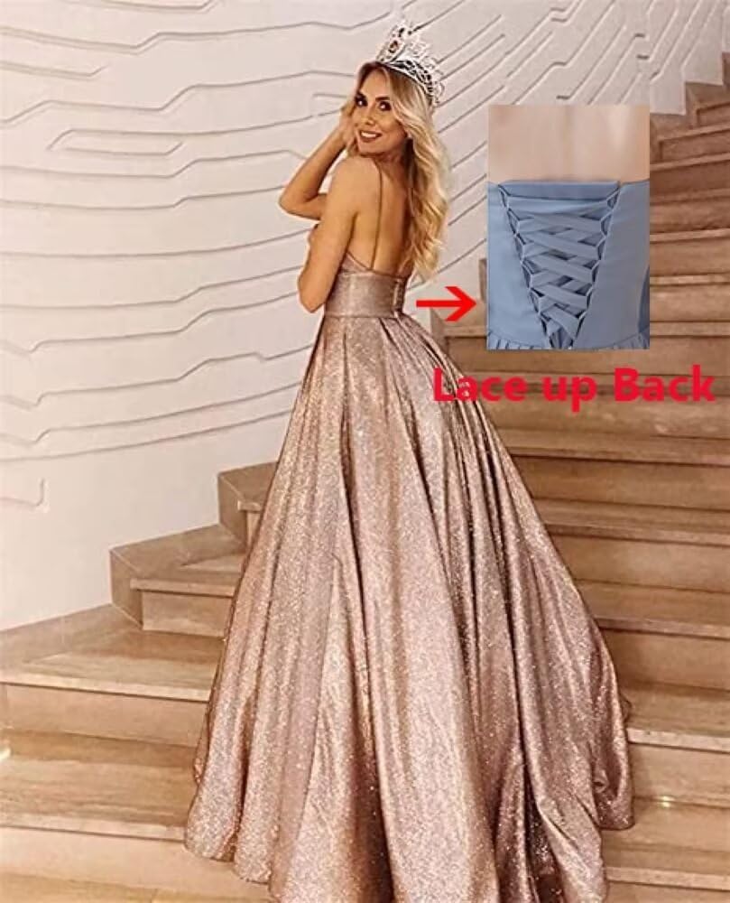 Glitter Satin Ball Gown with Pockets - ShopEbonyMonique