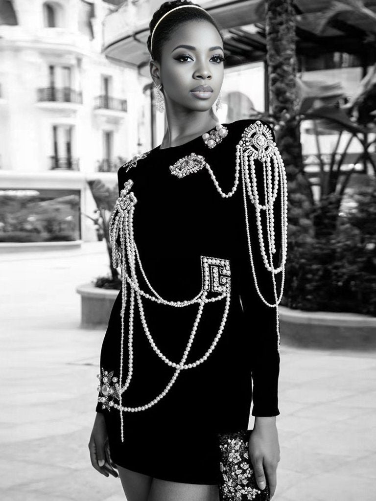 Luxury Beaded Chain Mini Dress - ShopEbonyMonique