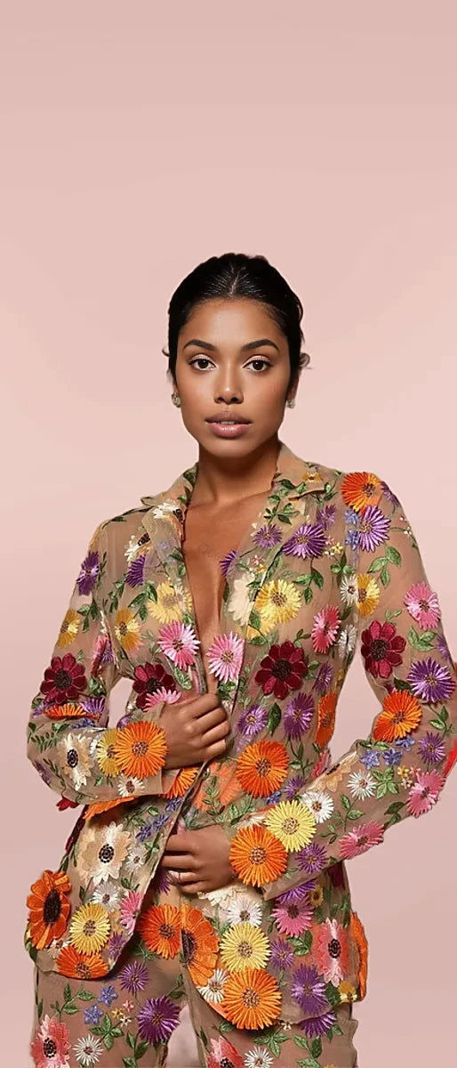 Luxury Flower Women Suit Set - ShopEbonyMonique