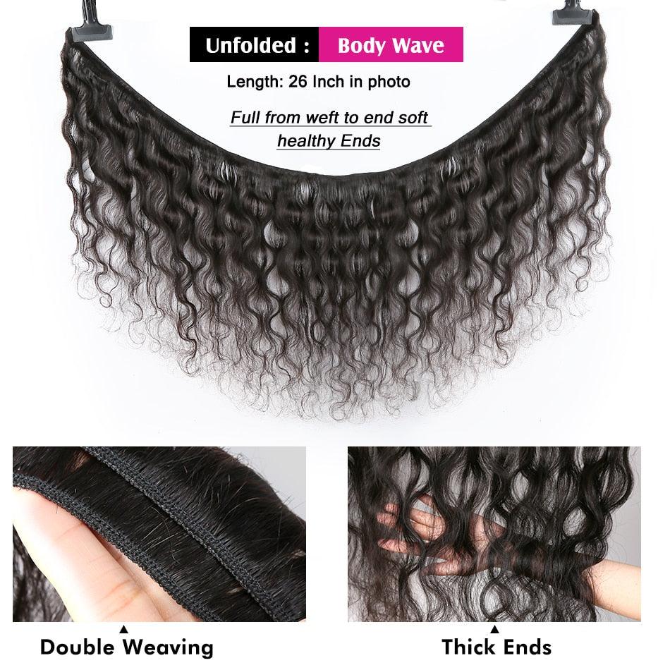 Malaysian Body Wave Lace Frontal Closure With Bundles 100% Human Hair - ShopEbonyMonique