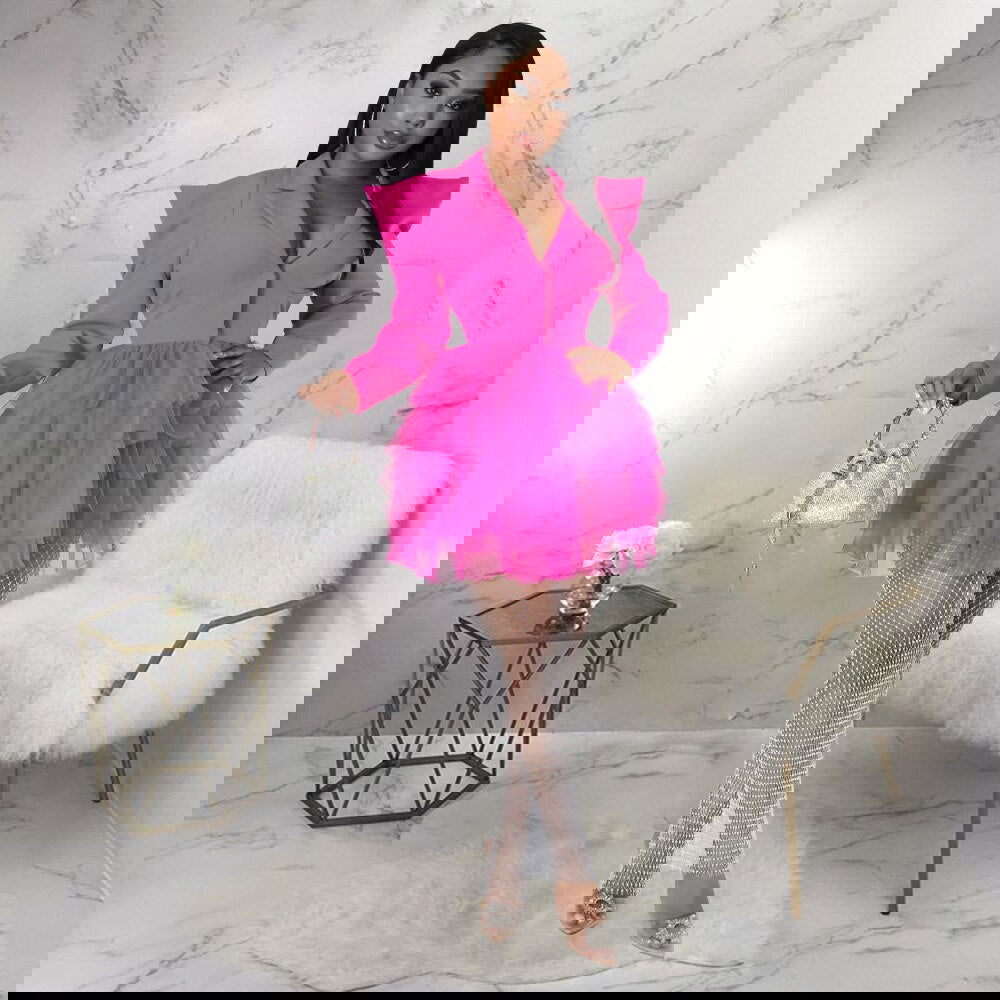 Mesh Blazer Patchwork Mini Dress - ShopEbonyMonique