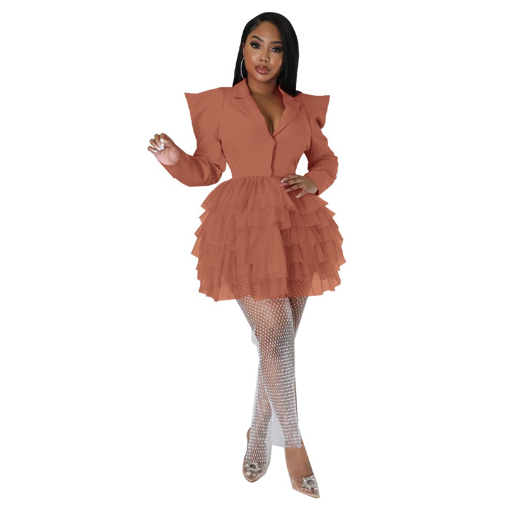 Mesh Blazer Patchwork Mini Dress - ShopEbonyMonique