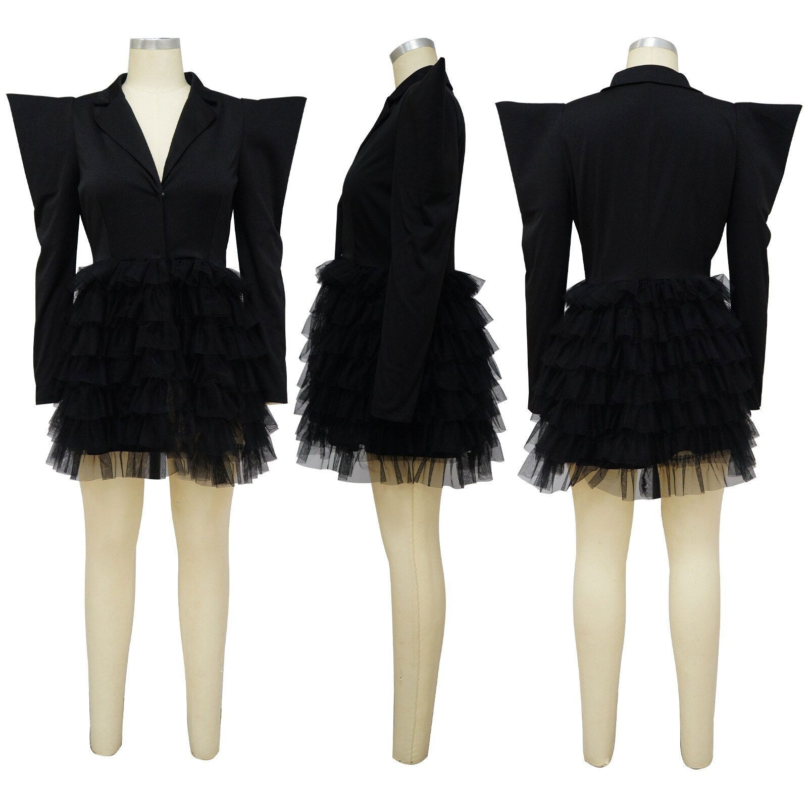 Mesh Blazer Patchwork Mini Dress - ShopEbonyMonique