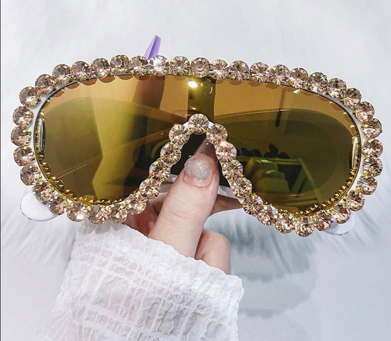 Oversized Punk Rhinestones Sunglasses - ShopEbonyMonique