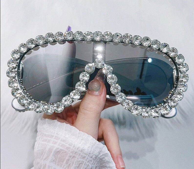 Oversized Punk Rhinestones Sunglasses - ShopEbonyMonique