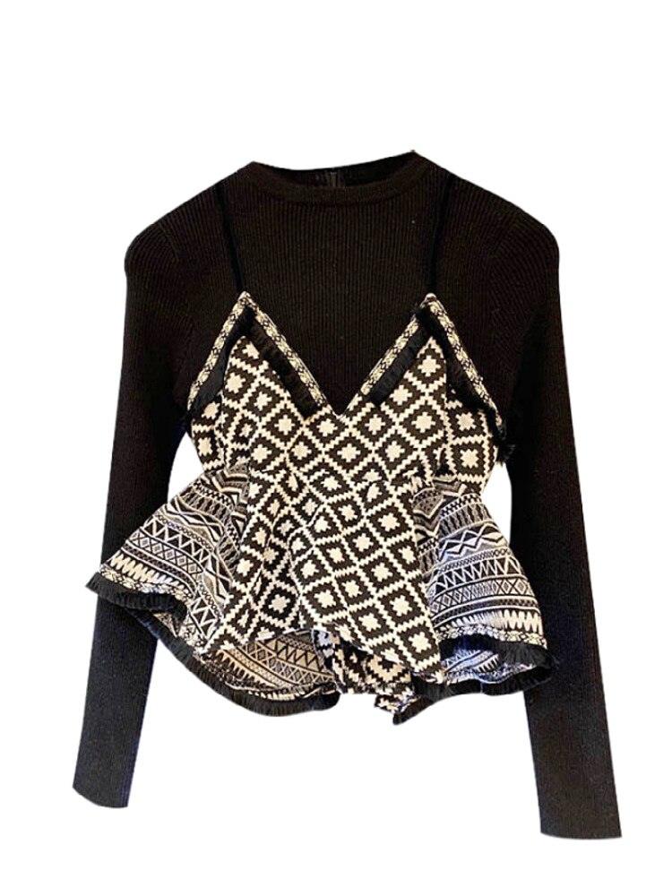 Patchwork Plaid Ruffles Sweater - ShopEbonyMonique