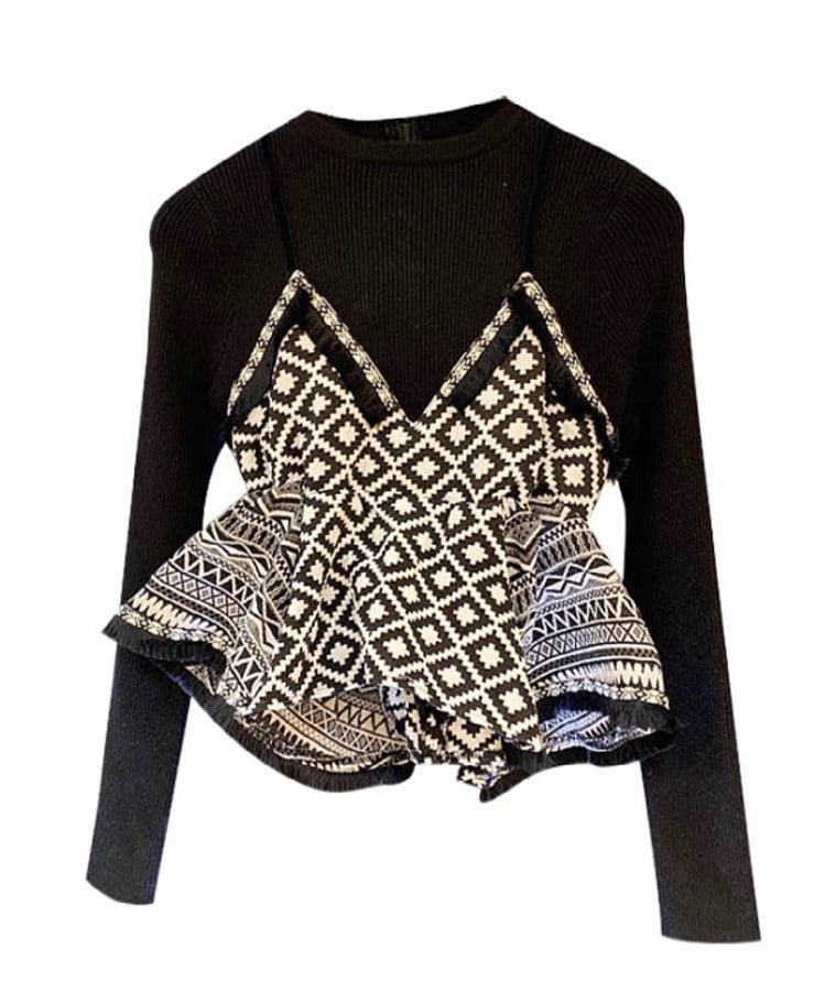 Patchwork Plaid Ruffles Sweater - ShopEbonyMonique