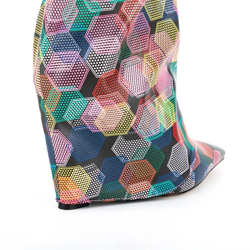 Pleated Colored Long Wedge Boots - ShopEbonyMonique