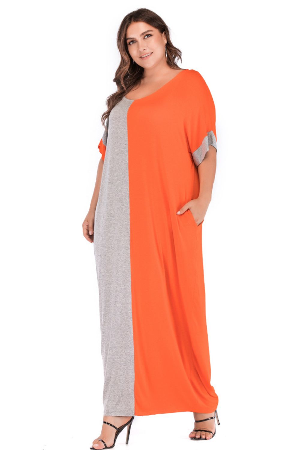 Plus Size Color Block Tee Dress with Pockets - ShopEbonyMonique