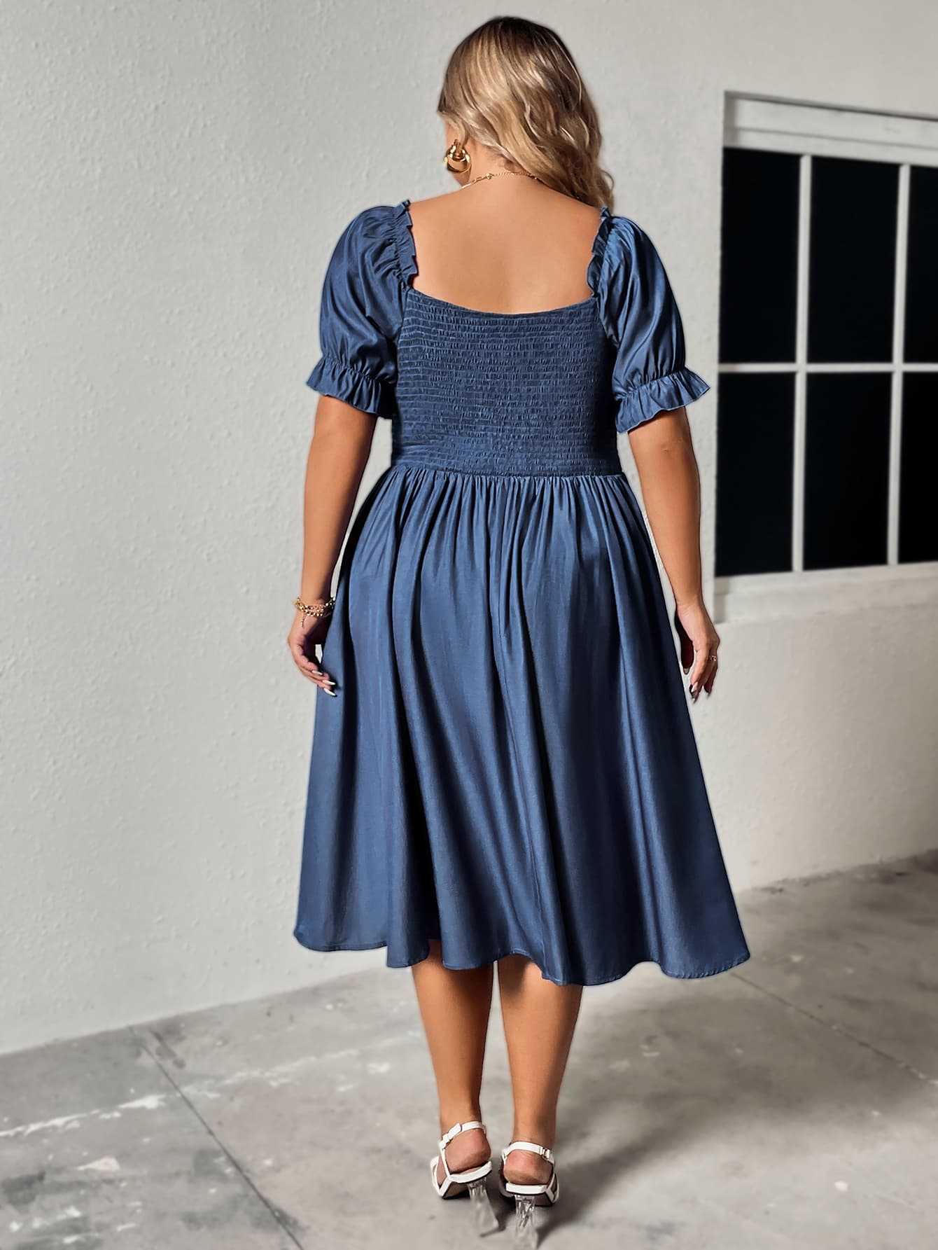 Plus Size Ruched Sweetheart Neck Dress - ShopEbonyMonique