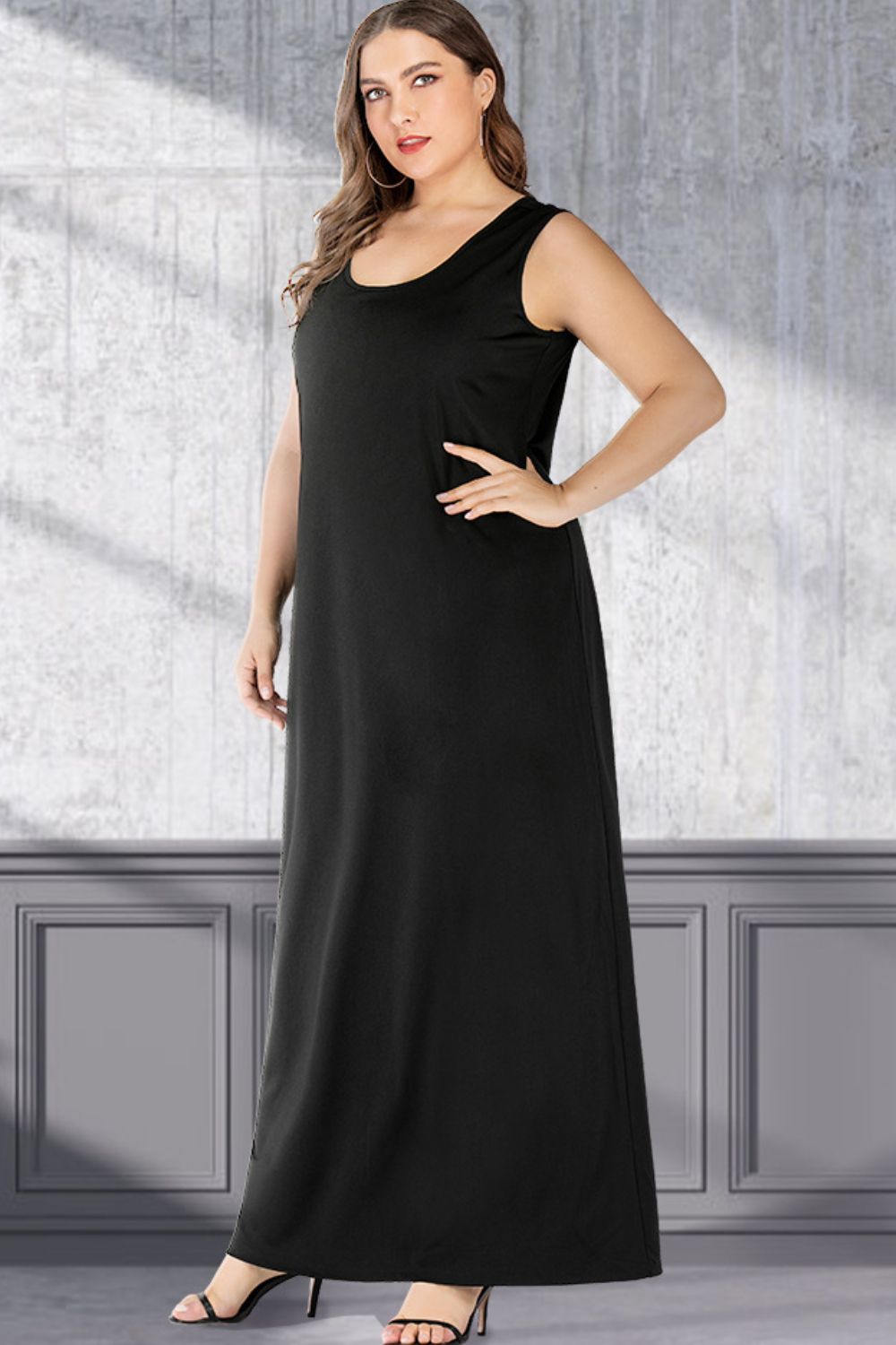 Plus Size Scoop Neck Maxi Tank Dress - ShopEbonyMonique