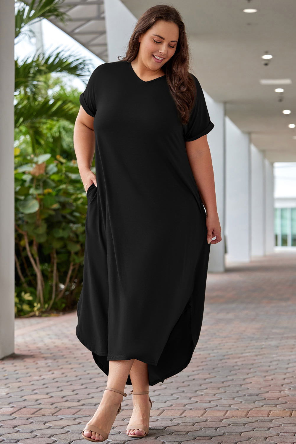 Plus V-Neck Maxi Dress - ShopEbonyMonique