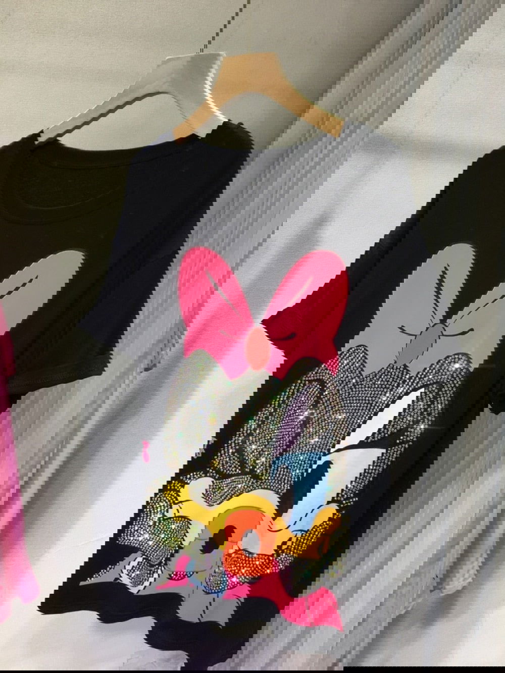 Print Rhinestones T-shirt - ShopEbonyMonique