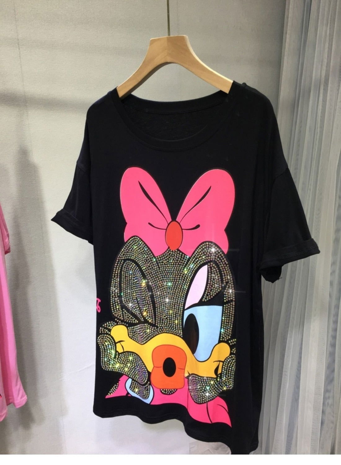 Print Rhinestones T-shirt - ShopEbonyMonique